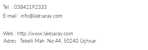 Lale Saray Hotel telefon numaralar, faks, e-mail, posta adresi ve iletiim bilgileri